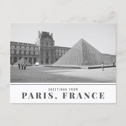 Greetings from Paris France Vintage Louvre Photo Postcard