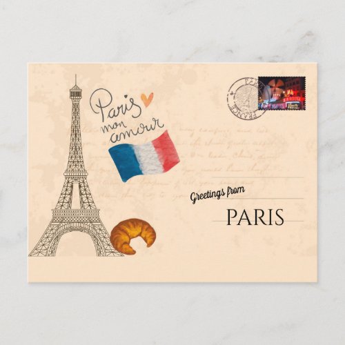 Greetings from Paris Postcard