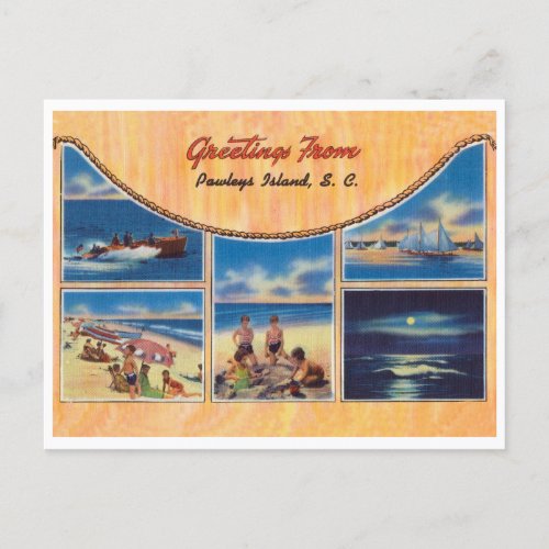 Greetings from Pawleys Island Vintage Postcard
