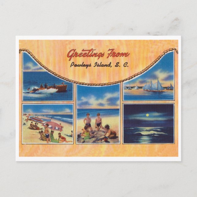 Greetings from Pawleys Island Vintage Postcard (Front)