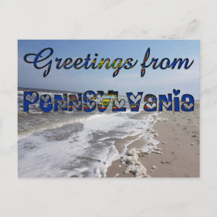 Greetings from Pennsylvania State Flag Hearts USA Postcard