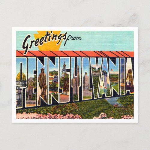 Greetings from Pennsylvania Vintage Travel Postcard
