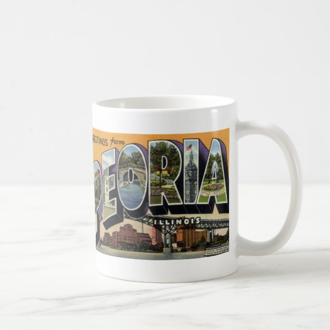 Greetings from Peoria IL Vintage Postcard Mug (Right)
