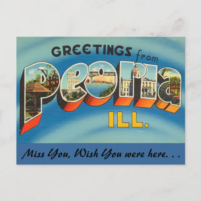 Greetings from Peoria Postcard | Zazzle