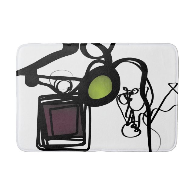 Greetings from Philydion: Abstract Black & White Bath Mat (Front)