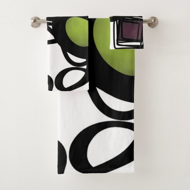 Greetings from Philydion: Abstract Black & White Bath Towel Set (Insitu)