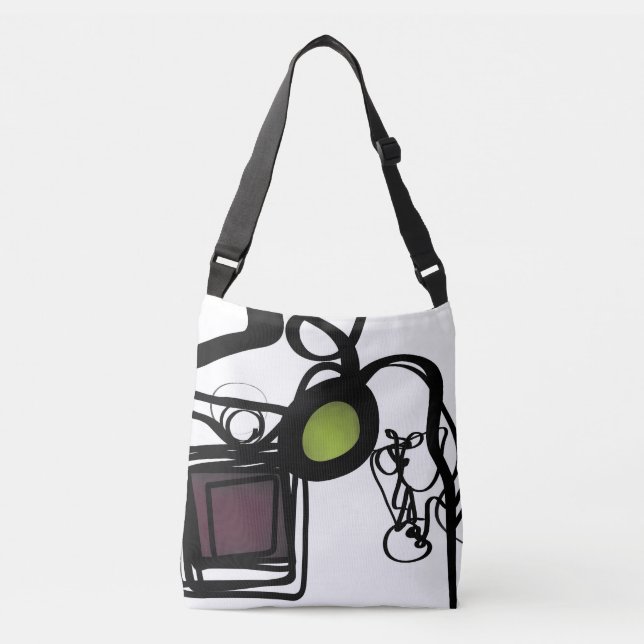 Greetings from Philydion: Abstract Black & White Crossbody Bag (Front)