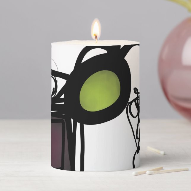 Greetings from Philydion: Abstract Black & White Pillar Candle (In Situ)