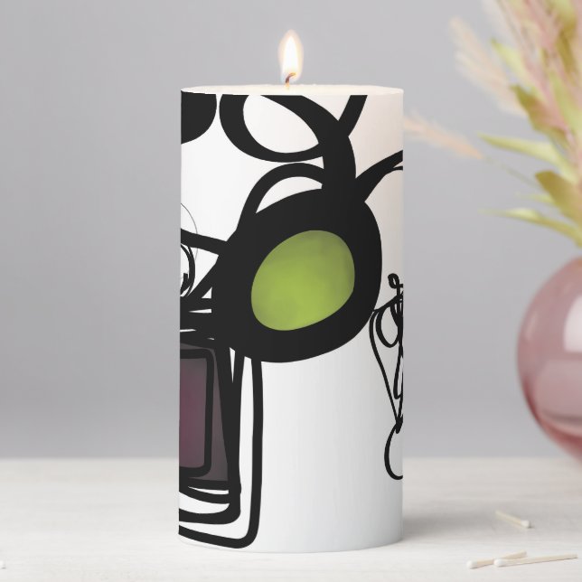 Greetings from Philydion: Abstract Black & White Pillar Candle (In Situ)