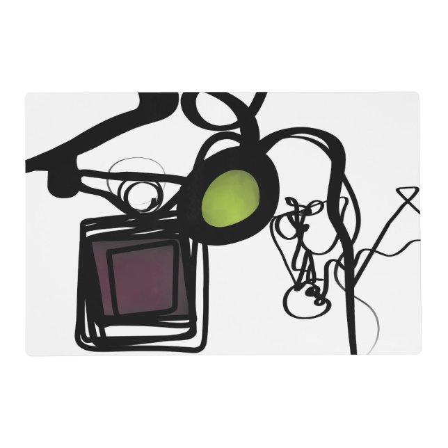 Greetings from Philydion: Abstract Black & White Placemat (Front)
