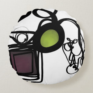 Greetings from Philydion: Abstract Black & White Round Pillow