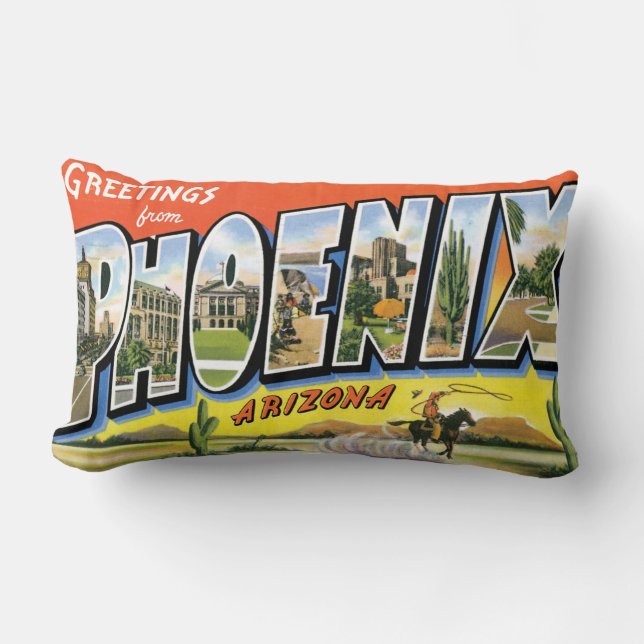 Greetings From Phoenix Arizon Lumbar Pillow (Front)