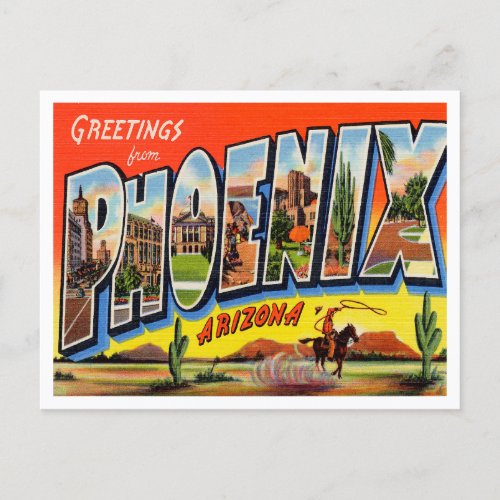 Greetings from Phoenix Arizona Vintage Travel Postcard