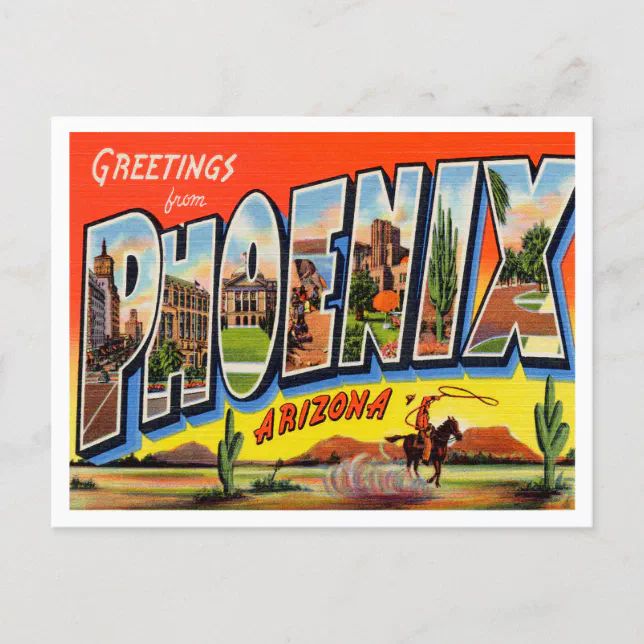 Greetings from Phoenix, Arizona Vintage Travel Postcard | Zazzle