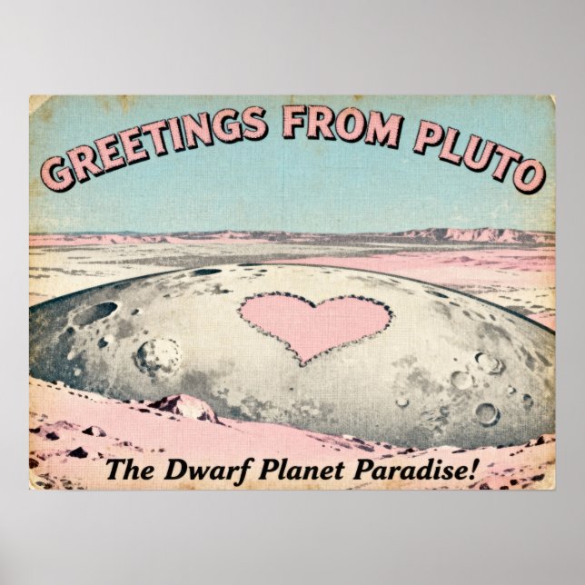 Greetings from Pluto Retro Sci‑Fi Poster (Front)