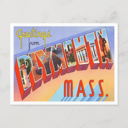 Greetings from Plymouth Massachusetts Travel Postcard