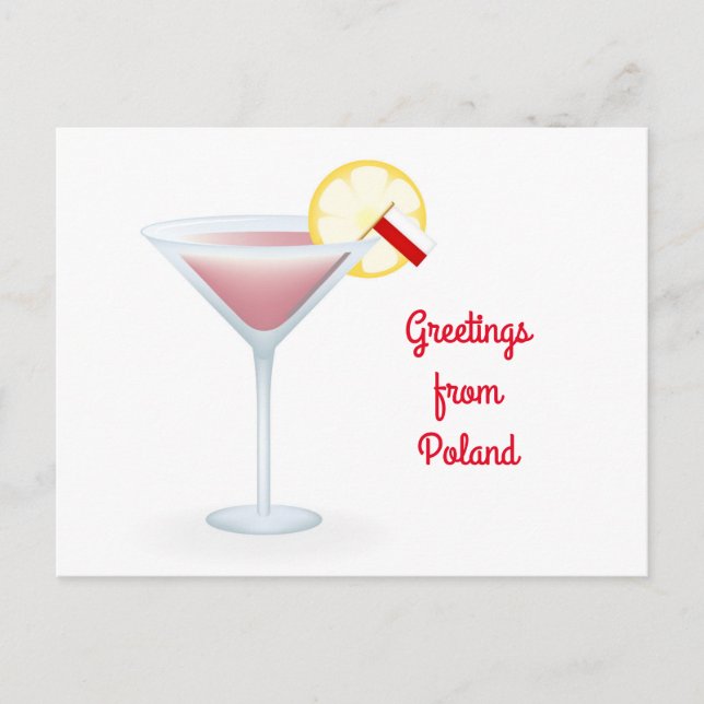 Greetings From Poland Cocktail Holiday Postcard (Front)
