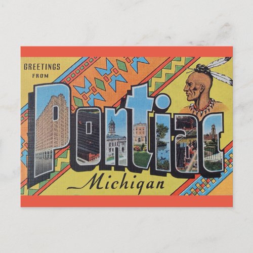 Greetings from Pontiac Michigan Postcard