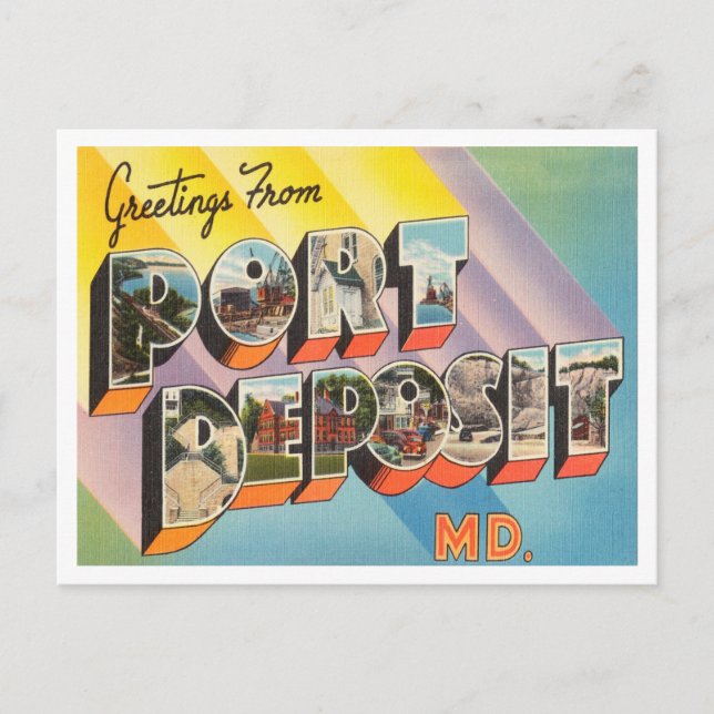 Greetings from Port Deposit, Maryland Travel. Postcard (Front)