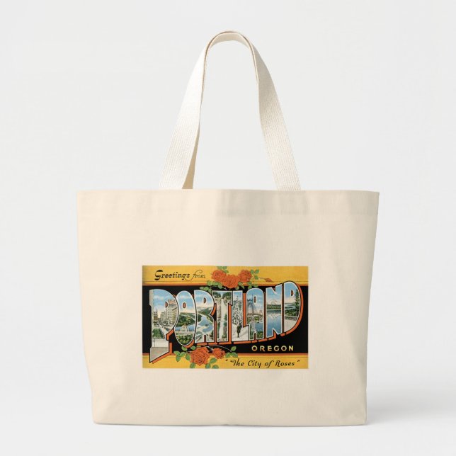 Greetings from Portland, Oregon! Large Tote Bag (Front)