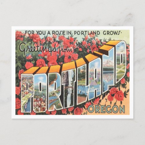 Greetings from Portland Oregon Vintage Travel Postcard