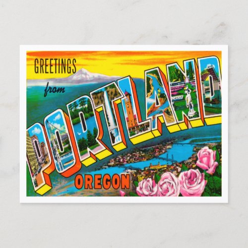 Greetings from Portland Oregon Vintage Travel Postcard