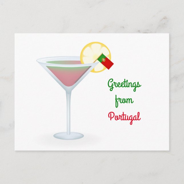 Greetings From Portugal Cocktail Holiday Postcard (Front)