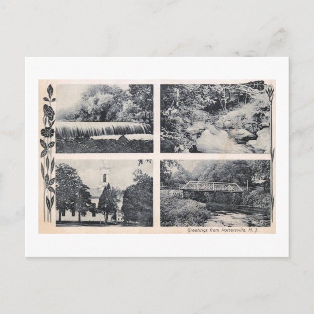 Greetings from Pottersville NJ 1910 Vintage Postcard (Front)