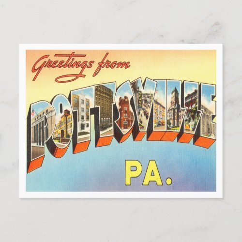 Greetings from Pottsville Pennsylvania Travel Postcard
