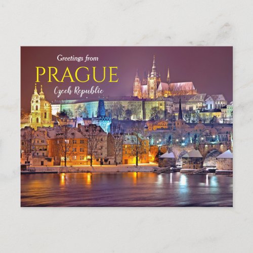 Greetings from Prague Czech Republic Postcard  