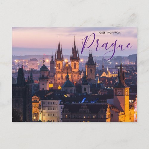 Greetings from Prague Scenic Postcard Czech