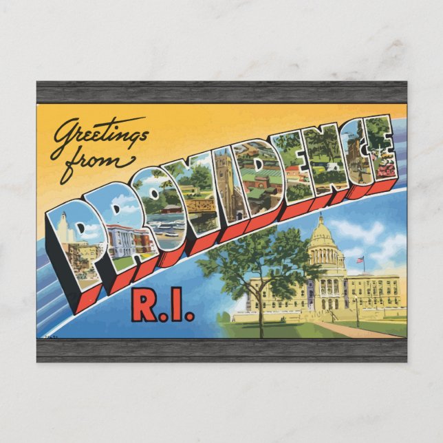 Greetings From Providence R.I., Vintage Postcard (Front)