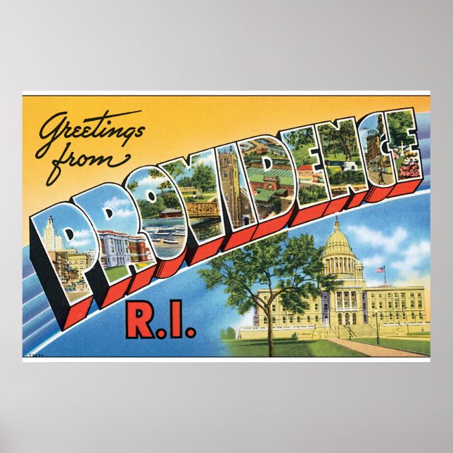 Greetings from Providence RI_Vintage Travel Poster (Front)