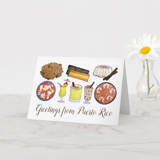 Greetings from Puerto Rico Carribean Island Foods Card (Small Plant)