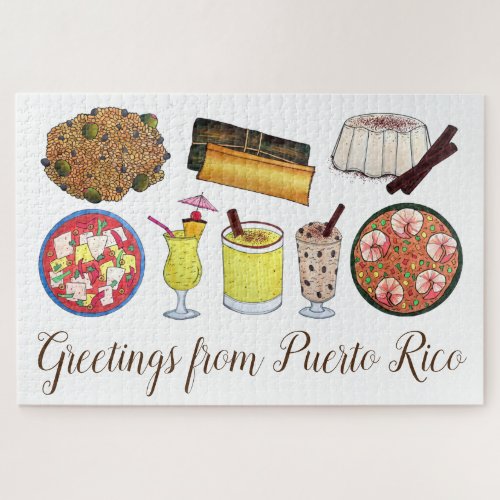 Greetings from Puerto Rico Carribean Island Foods Jigsaw Puzzle
