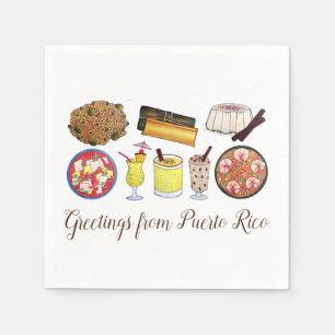 Greetings from Puerto Rico Carribean Island Foods Napkins