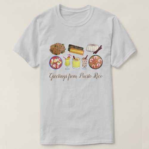 Greetings from Puerto Rico Carribean Island Foods T_Shirt