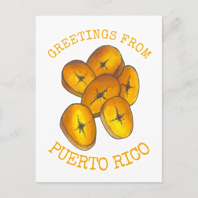 Greetings from Puerto Rico Fried Plantains Bananas Postcard (Front)