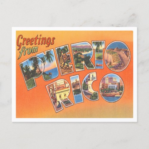 Greetings from Puerto Rico Vintage Travel Postcard