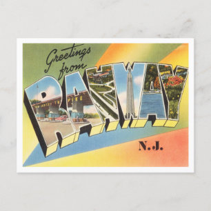 Greetings from Rahway, New Jersey Vintage Travel Postcard