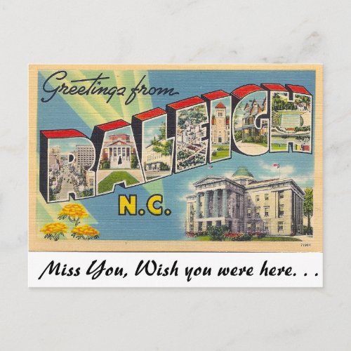Greetings from Raleigh North Carolina Postcard