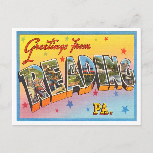 Greetings from Reading, Pennsylvania Travel Postcard (Front)