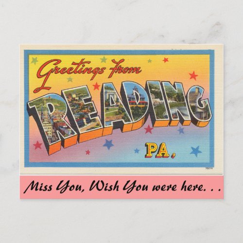 Greetings from Reading Postcard