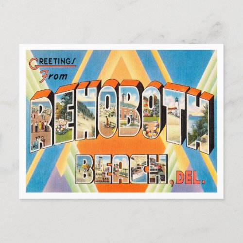 Greetings from Rehoboth Beach Delaware Travel Postcard