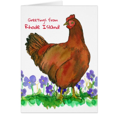 Greetings From Rhode Island Red Hen Watercolor