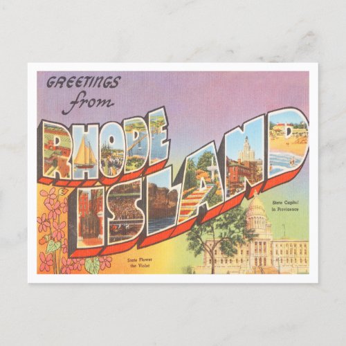 Greetings from Rhode Island Vintage Travel Postcard