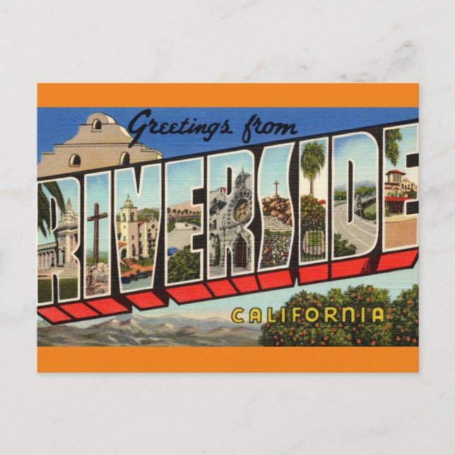 Greetings from Riverside Ca. Travel Postcard (Front)