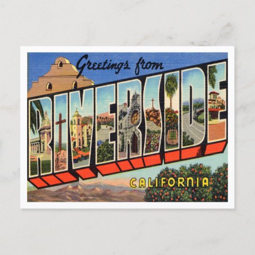 Greetings from Riverside California Travel Postcard