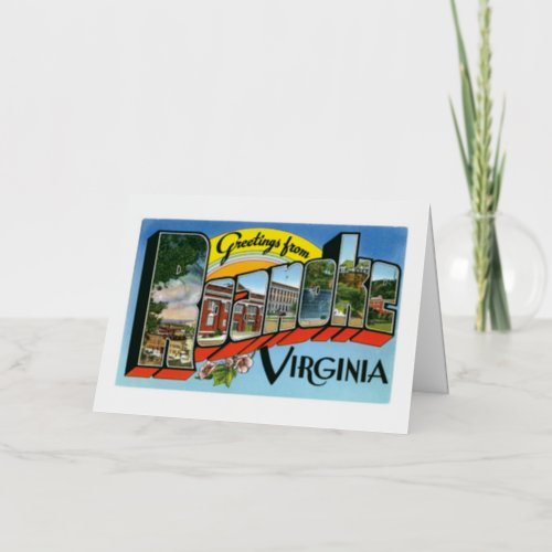 Greetings from Roanoke Virginia Retro Post Card