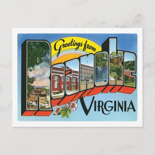 Greetings From Roanoke Virginia US City Postcard